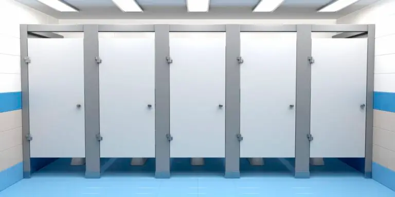 Public toilet cubicles, front view