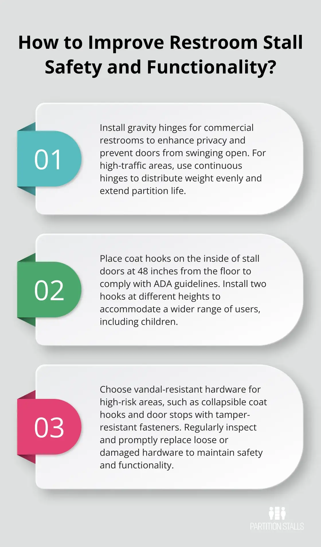 Infographic: How to Improve Restroom Stall Safety and Functionality? - hardware for toilet partitions