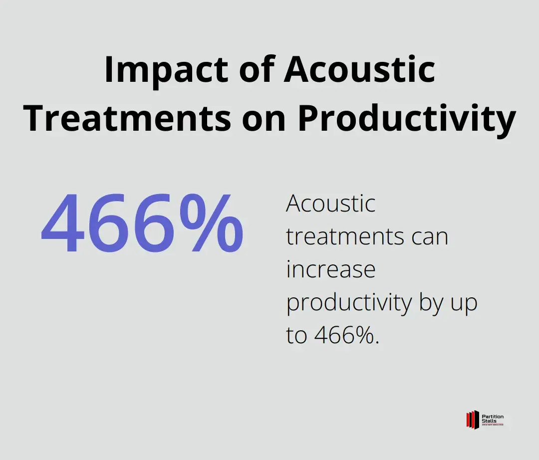 Chart showing that acoustic treatments can increase productivity by up to 466% - office privacy partitions