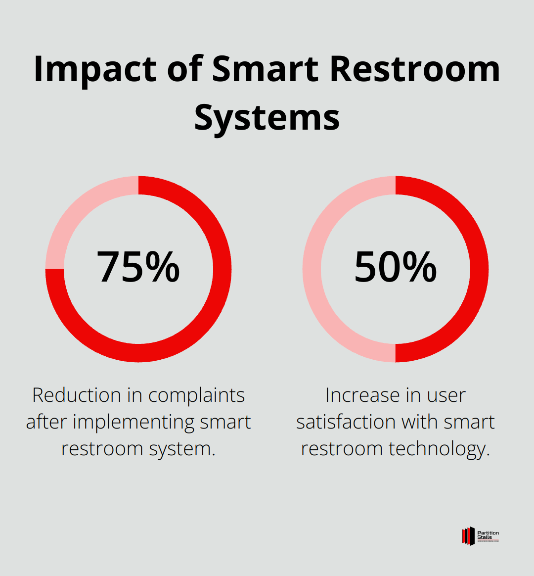 Chart showing 75% reduction in complaints and 50% increase in user satisfaction with smart restroom systems