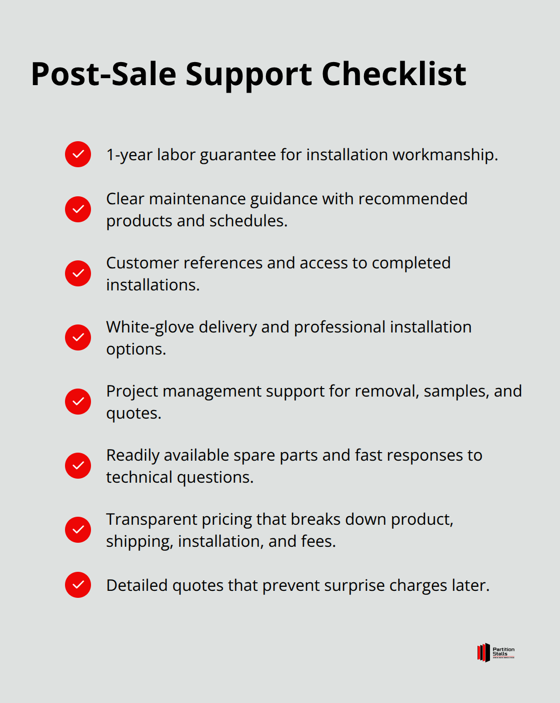 Checklist of support essentials a reliable partition supplier should provide - toilet partition supplier